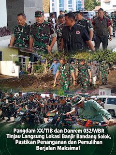 Pangdam XX/TIB dan Danrem 032/WBR Tinjau Langsung Lokasi Banjir Bandang Solok, Pastikan Penanganan dan Pemulihan Berjalan Maksimal